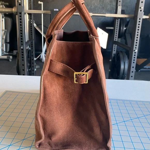 Classic Brown Suede Tote Bag - Structured Women's Handbag - Picture 7 of 13